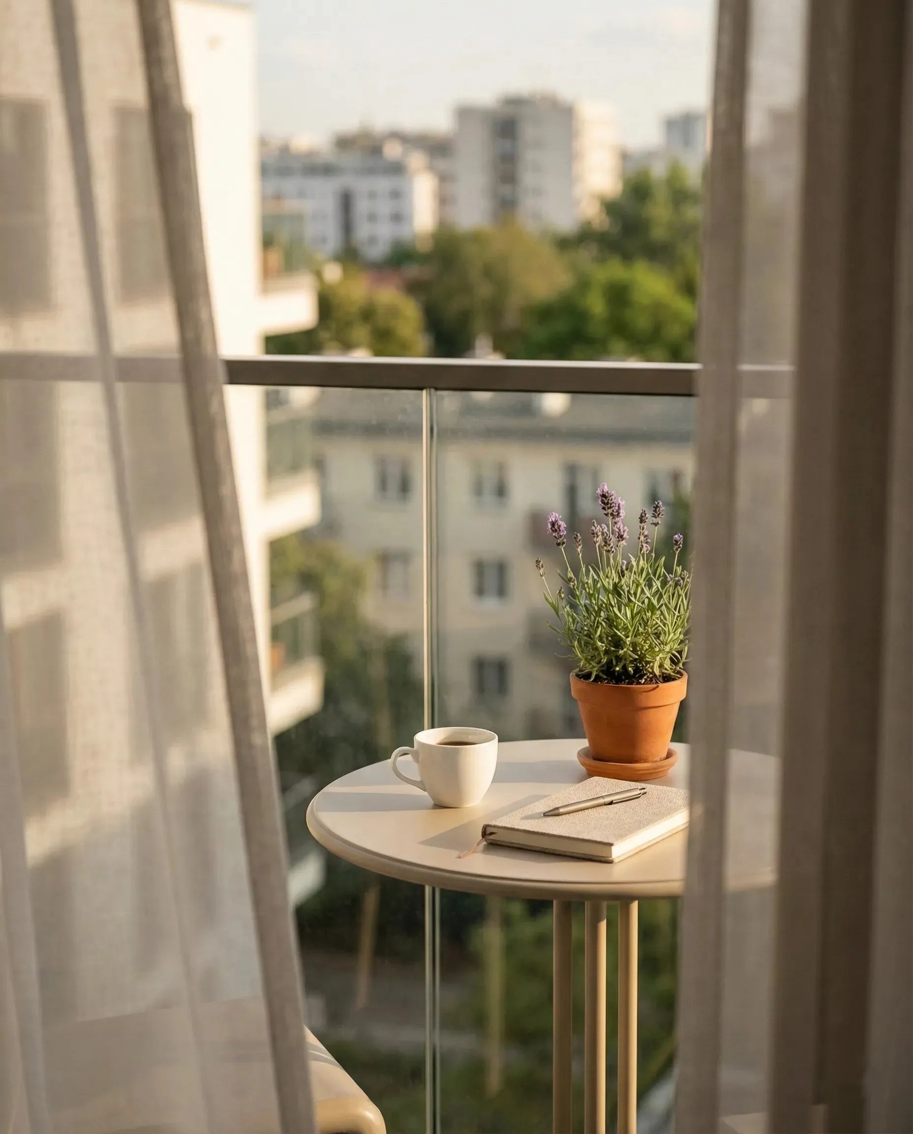 Balkonda Saggio Coffee çiçeksi ve egzotik kahve keyfi; lavanta eşliğinde narenciye ve çiçeksi aromalı nitelikli kahve deneyimi